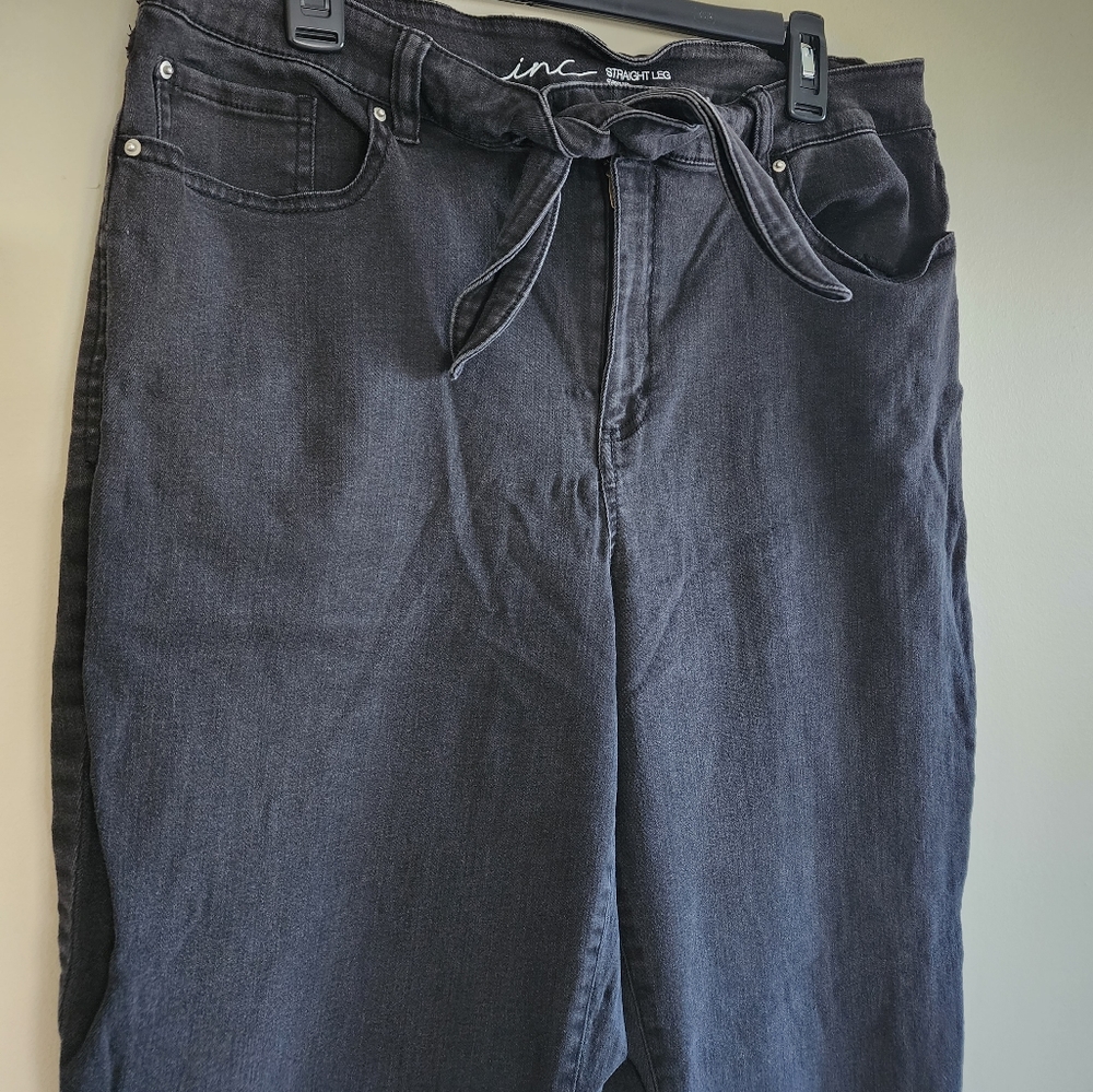 INC straight leg jeans with tie knot detail